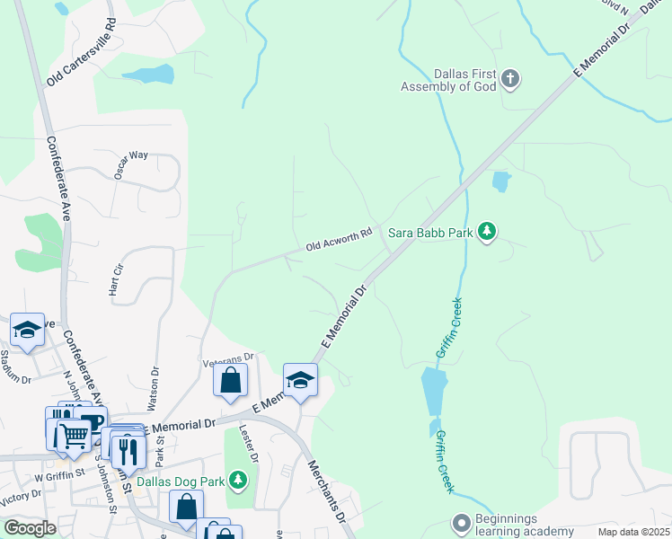 map of restaurants, bars, coffee shops, grocery stores, and more near 298 East Memorial Drive in Dallas