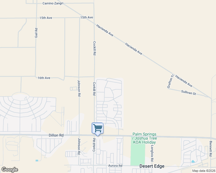 map of restaurants, bars, coffee shops, grocery stores, and more near 70200 Dillon Road in Desert Hot Springs