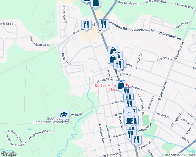 map of restaurants, bars, coffee shops, grocery stores, and more near 310 West 11th Street in Southport