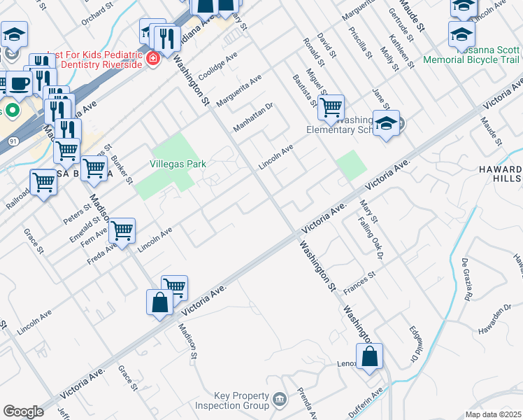 map of restaurants, bars, coffee shops, grocery stores, and more near 7130 Goodview Avenue in Riverside