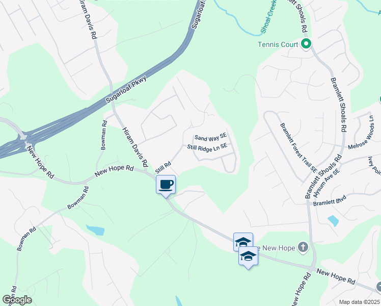 map of restaurants, bars, coffee shops, grocery stores, and more near 888 Still Hill Lane Southeast in Lawrenceville