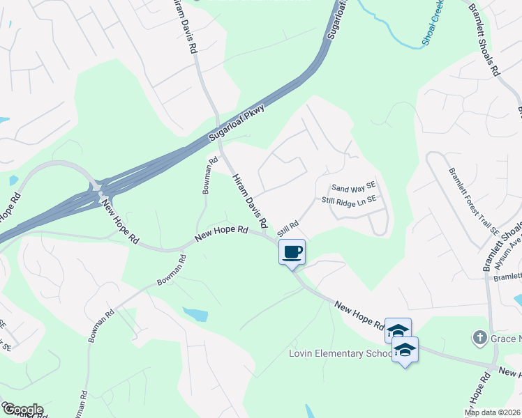map of restaurants, bars, coffee shops, grocery stores, and more near 811 Cruiser Run in Lawrenceville