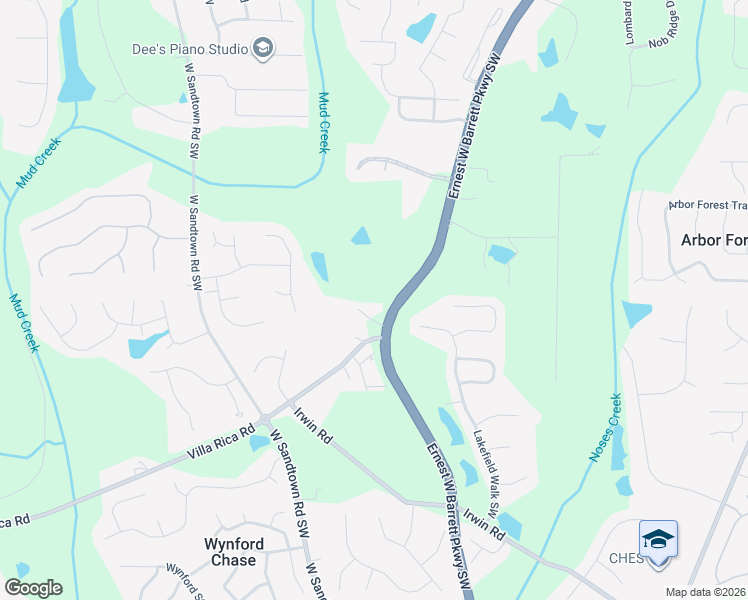 map of restaurants, bars, coffee shops, grocery stores, and more near 4072 Ernest W Barrett Parkway Southwest in Marietta