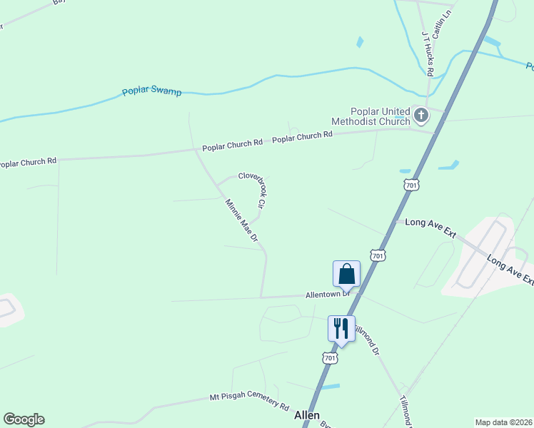 map of restaurants, bars, coffee shops, grocery stores, and more near 329 Cloverbrook Circle in Conway