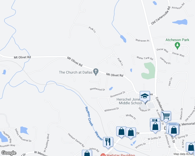 map of restaurants, bars, coffee shops, grocery stores, and more near 211 Westwood Trail in Dallas