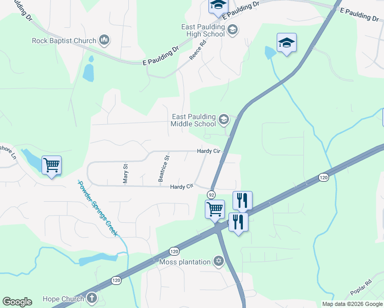 map of restaurants, bars, coffee shops, grocery stores, and more near 167 Hardy Circle in Dallas