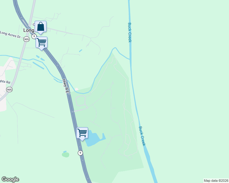 map of restaurants, bars, coffee shops, grocery stores, and more near 595 Bucks Trail in Longs