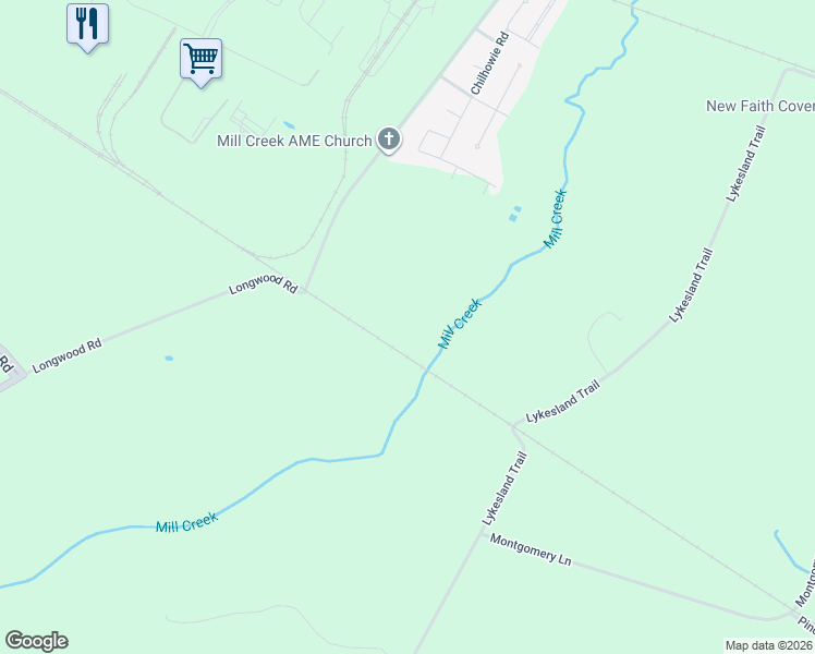 map of restaurants, bars, coffee shops, grocery stores, and more near Longwood Road in Columbia