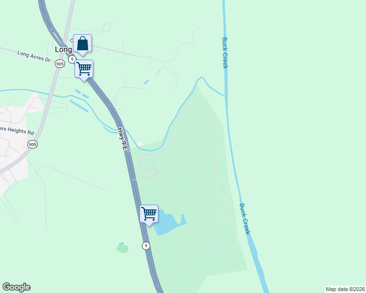 map of restaurants, bars, coffee shops, grocery stores, and more near 571 Bucks Trail in Longs