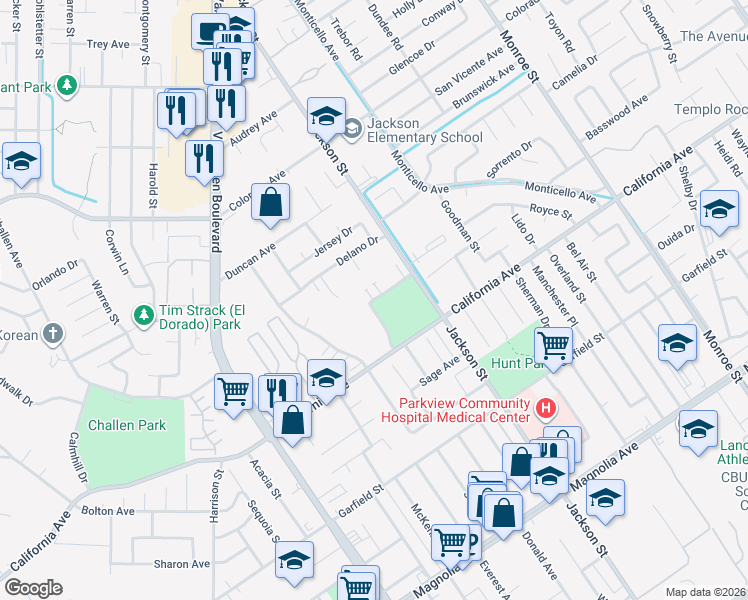 map of restaurants, bars, coffee shops, grocery stores, and more near 9198 Admiralty Avenue in Riverside