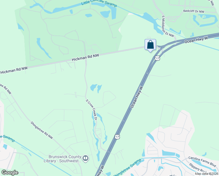map of restaurants, bars, coffee shops, grocery stores, and more near 250 Woodlands Way in Calabash