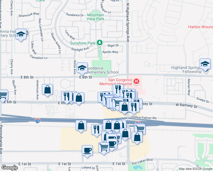 map of restaurants, bars, coffee shops, grocery stores, and more near 703 Allegheny Street in Beaumont