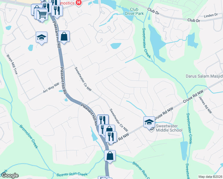 map of restaurants, bars, coffee shops, grocery stores, and more near 1188 Fort Marcy Park in Lawrenceville