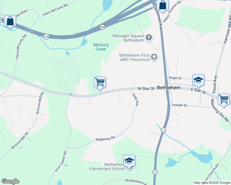map of restaurants, bars, coffee shops, grocery stores, and more near 701 Bishop Woods Road in Bethlehem