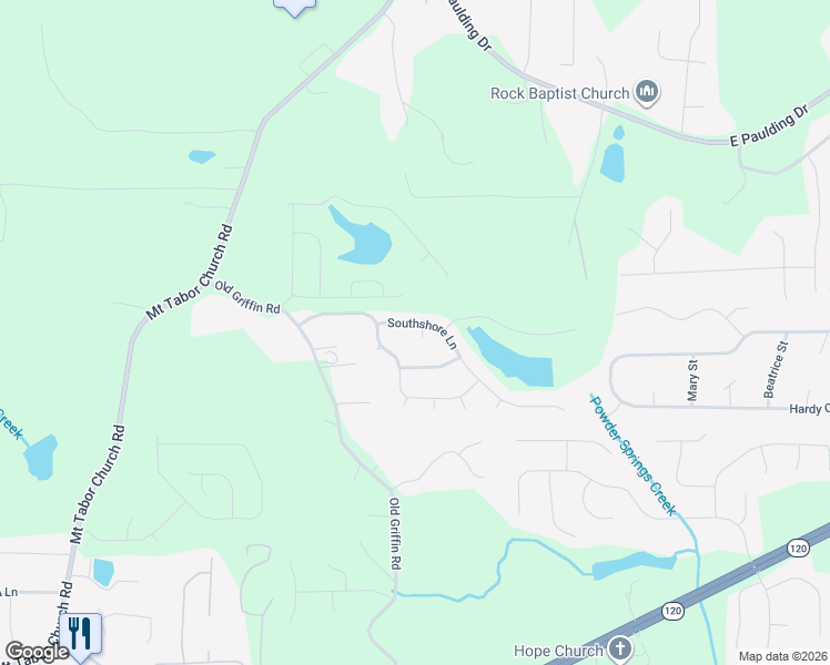 map of restaurants, bars, coffee shops, grocery stores, and more near 16 Southshore Court in Dallas