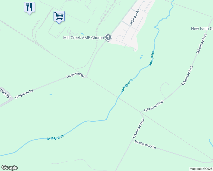 map of restaurants, bars, coffee shops, grocery stores, and more near Longwood Road in Columbia