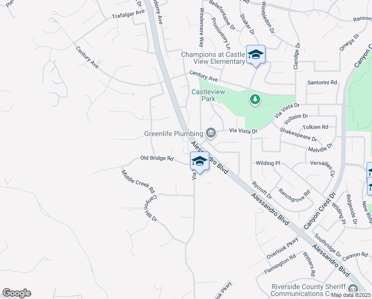 map of restaurants, bars, coffee shops, grocery stores, and more near 6591 Le Blan Way in Riverside