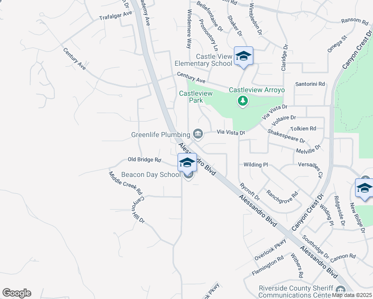 map of restaurants, bars, coffee shops, grocery stores, and more near 4363 Via Vista Drive in Riverside