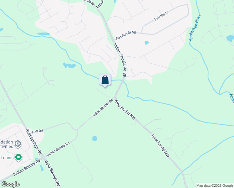 map of restaurants, bars, coffee shops, grocery stores, and more near 3551 Indian Shoals Road Southeast in Bethlehem