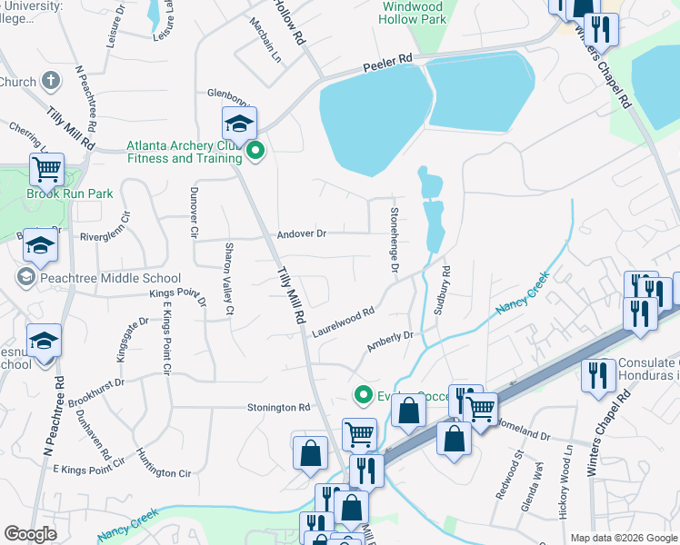 map of restaurants, bars, coffee shops, grocery stores, and more near 2562 East Madison Drive in Atlanta