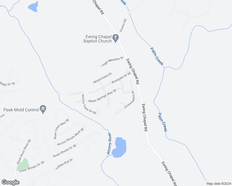 map of restaurants, bars, coffee shops, grocery stores, and more near 1757 Water Springs Way Southeast in Dacula