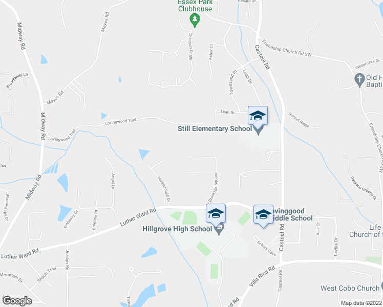 map of restaurants, bars, coffee shops, grocery stores, and more near 981 Brookton Square in Powder Springs