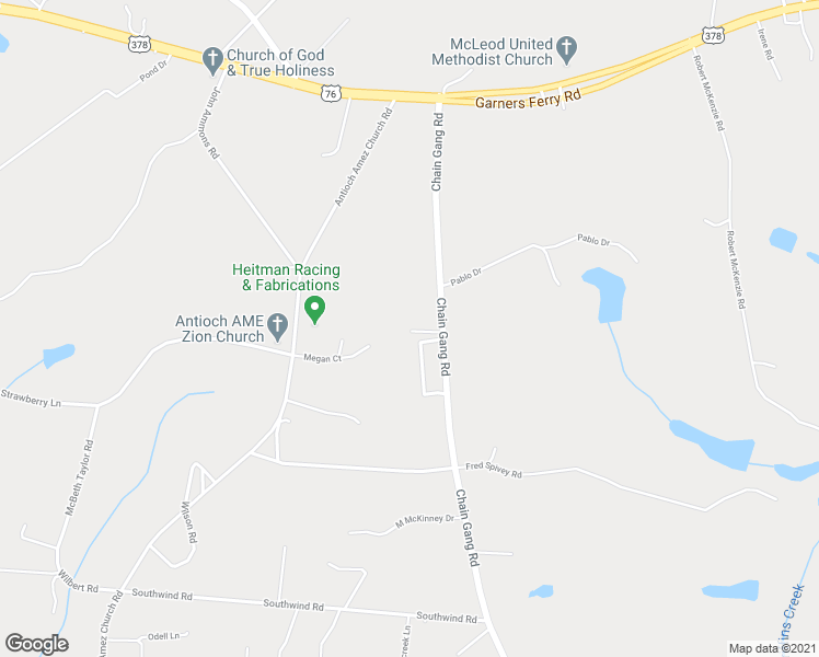 map of restaurants, bars, coffee shops, grocery stores, and more near 1154 Chain Gang Road in Eastover