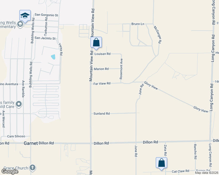 map of restaurants, bars, coffee shops, grocery stores, and more near 15898 Mountain View Road in Desert Hot Springs
