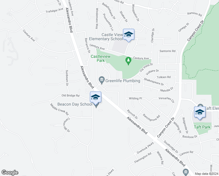 map of restaurants, bars, coffee shops, grocery stores, and more near 1656 Tonia Court in Riverside