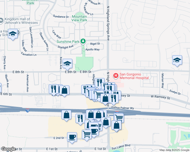 map of restaurants, bars, coffee shops, grocery stores, and more near 770 Allegheny Street in Beaumont