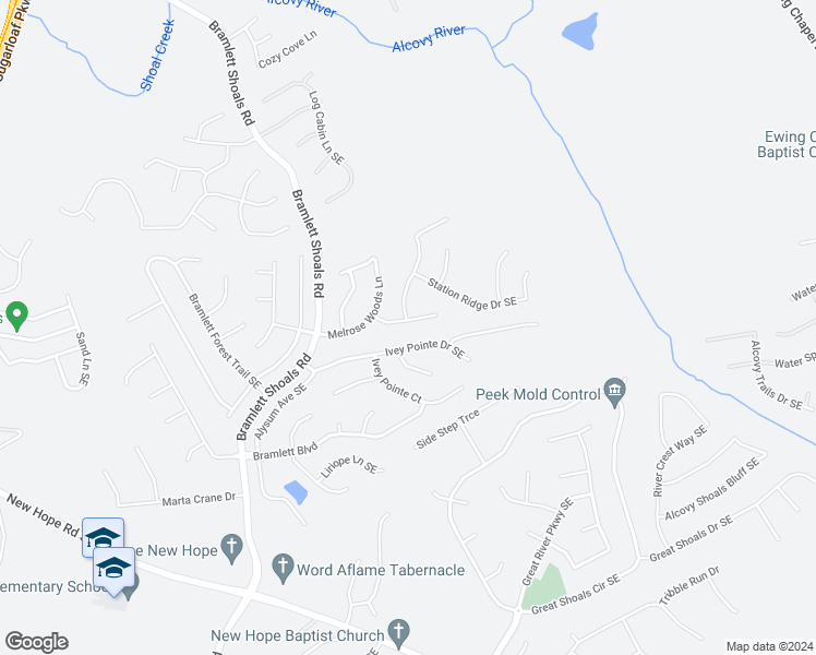 map of restaurants, bars, coffee shops, grocery stores, and more near 1305 Union Station Drive Southeast in Lawrenceville