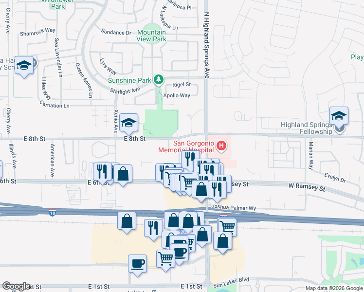 map of restaurants, bars, coffee shops, grocery stores, and more near 770 Allegheny Street in Beaumont