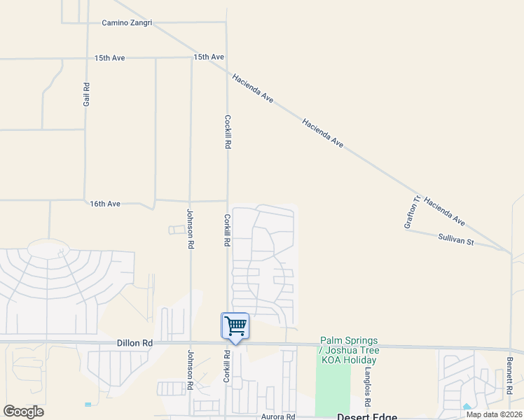 map of restaurants, bars, coffee shops, grocery stores, and more near 70200 Dillon Road in Desert Hot Springs