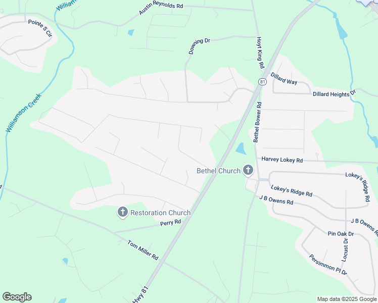 map of restaurants, bars, coffee shops, grocery stores, and more near 615 Bridle Creek Drive in Bethlehem