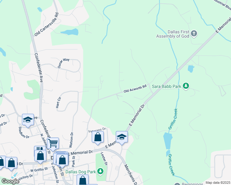 map of restaurants, bars, coffee shops, grocery stores, and more near 336 Old Acworth Road in Dallas