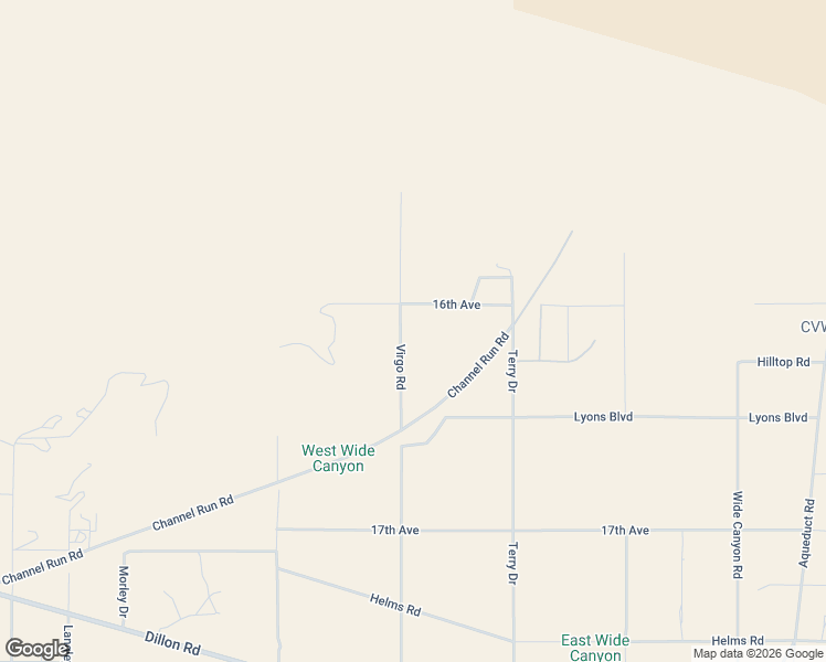 map of restaurants, bars, coffee shops, grocery stores, and more near 16223 Virgo Road in Desert Hot Springs