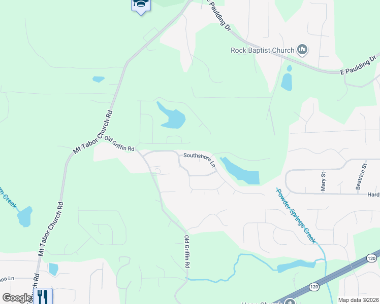 map of restaurants, bars, coffee shops, grocery stores, and more near 51 Southshore Lane in Dallas