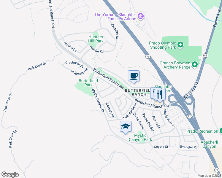 map of restaurants, bars, coffee shops, grocery stores, and more near 6163 Sevenoaks Street in Chino Hills