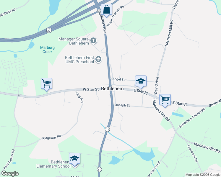 map of restaurants, bars, coffee shops, grocery stores, and more near in Bethlehem