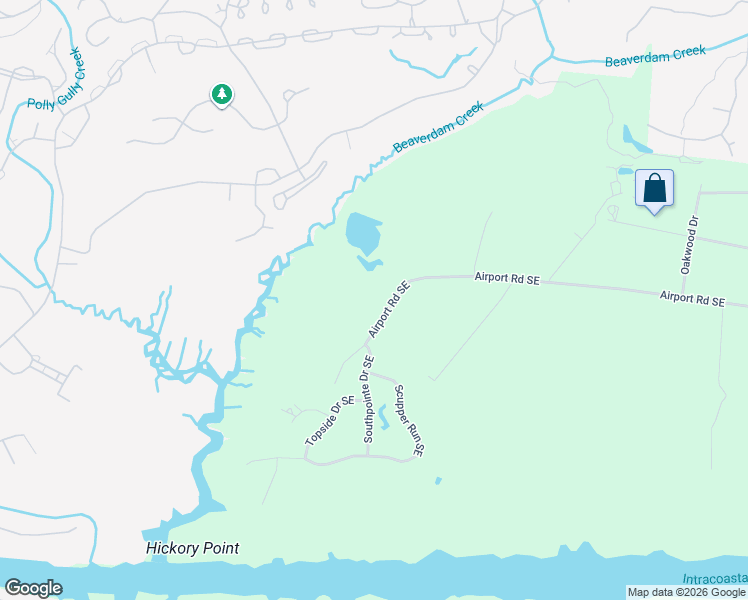 map of restaurants, bars, coffee shops, grocery stores, and more near 3486 Airport Road Southeast in Southport