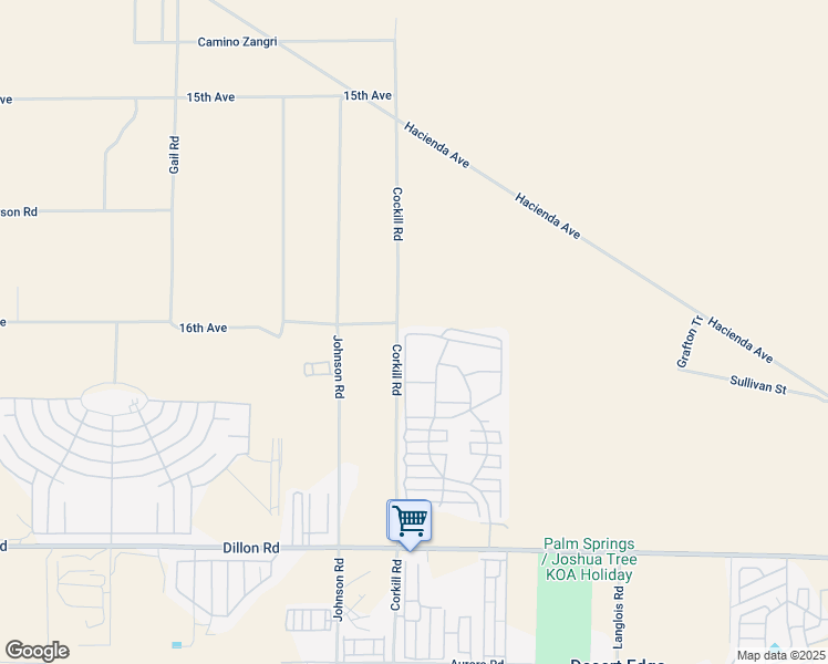 map of restaurants, bars, coffee shops, grocery stores, and more near 70200 Dillon Road in Desert Hot Springs