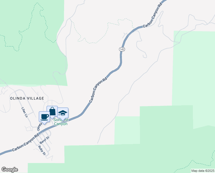 map of restaurants, bars, coffee shops, grocery stores, and more near 6102 Carbon Canyon Road in Brea