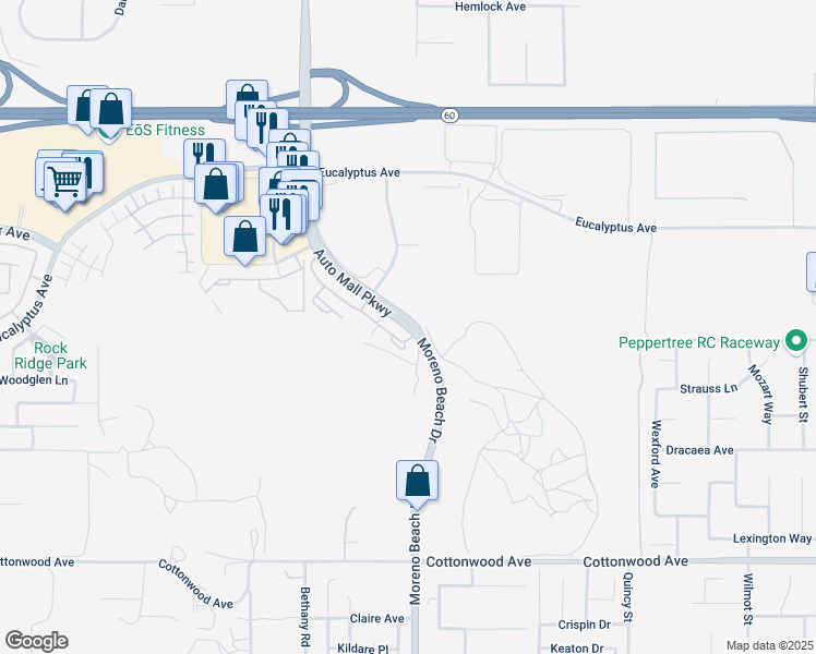 map of restaurants, bars, coffee shops, grocery stores, and more near 12979 Moreno Beach Drive in Moreno Valley