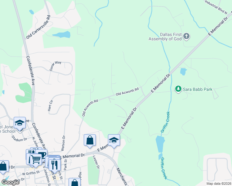 map of restaurants, bars, coffee shops, grocery stores, and more near 104 Johnny Lane in Dallas