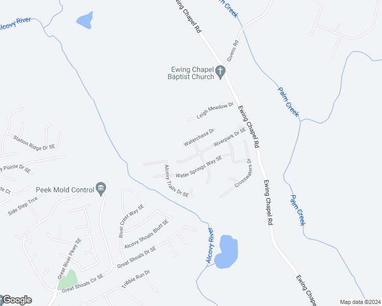 map of restaurants, bars, coffee shops, grocery stores, and more near 1680 Riverpark Drive Southeast in Dacula