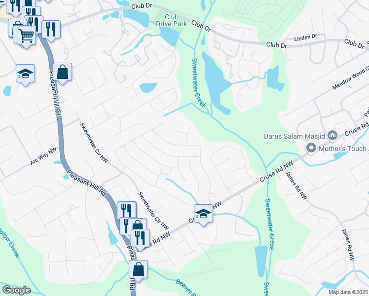map of restaurants, bars, coffee shops, grocery stores, and more near 1200 Bar Harbor Place in Lawrenceville