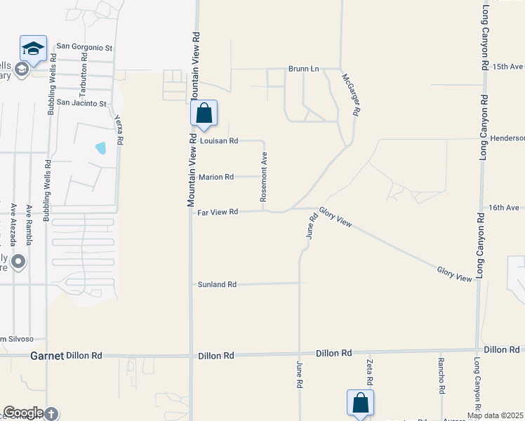 map of restaurants, bars, coffee shops, grocery stores, and more near Far View Road in Desert Hot Springs