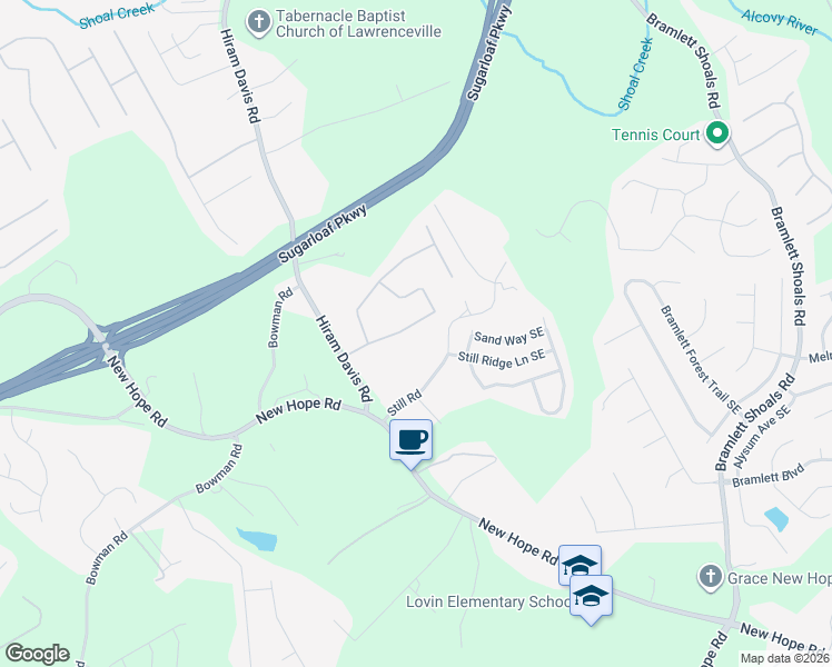 map of restaurants, bars, coffee shops, grocery stores, and more near 891 Cruiser Run in Lawrenceville