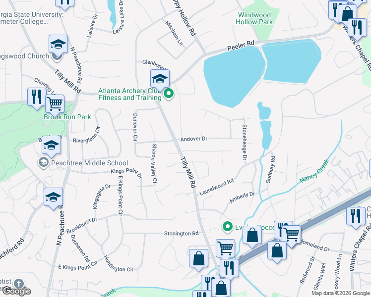 map of restaurants, bars, coffee shops, grocery stores, and more near 2516 Briers North Drive in Atlanta