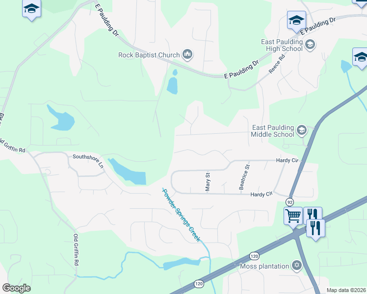 map of restaurants, bars, coffee shops, grocery stores, and more near 268 Michael Court in Dallas